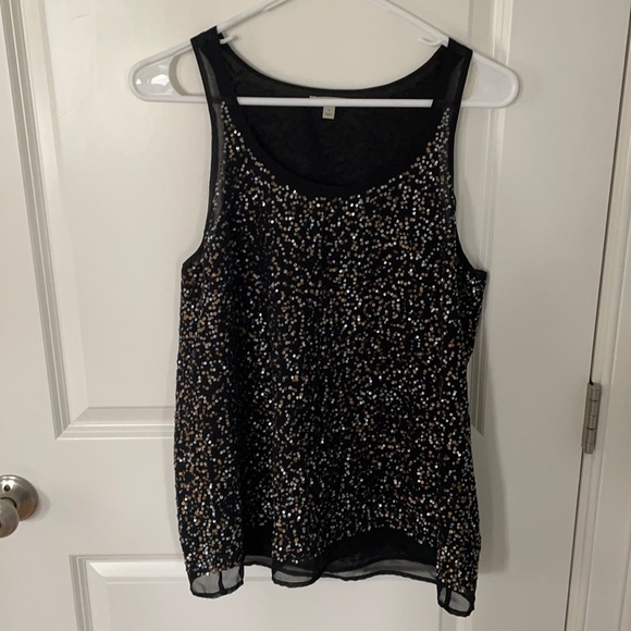 Halogen black sequin tank top - Picture 1 of 4